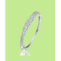 Plated Clear Round Cubic Zirconia Cluster Style Bangle Bracelet