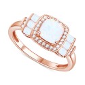 White Sapphire (1/6 ct) Statement Ring in 14k Rose Gold-Plated