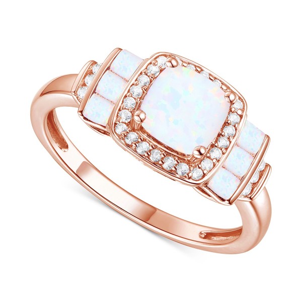 White Sapphire (1/6 ct) Statement Ring in 14k Rose Gold-Plated