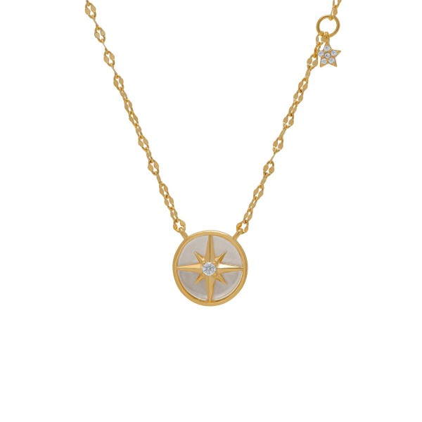 Mother of Pearl and Cubic Zirconia Star in Circle