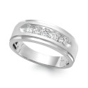 Men's Five-Stone Diamond Ring in 10k White Gold (1/4 ct)