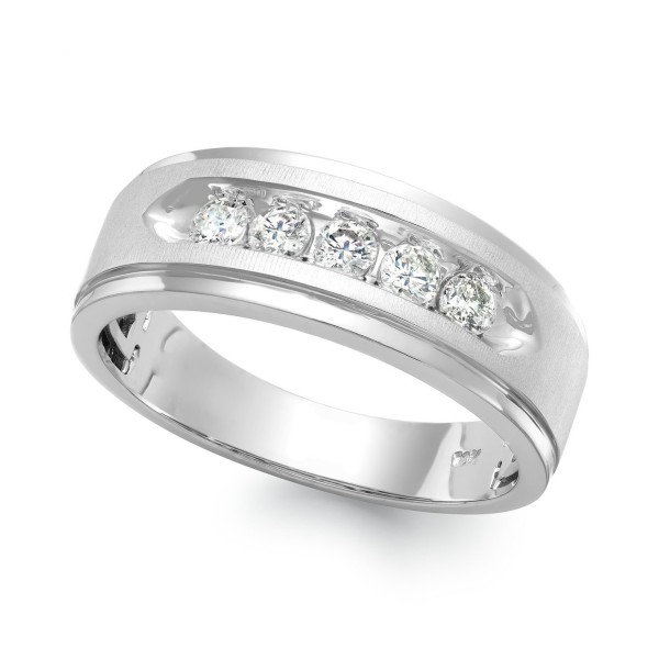 Men's Five-Stone Diamond Ring in 10k White Gold (1/4 ct)