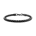 Men's Hematite Woven Nylon Cord Bracelet in Black