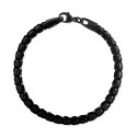 Men's Hematite Woven Nylon Cord Bracelet in Black