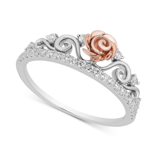 Diamond Rose Tiara Ring (1/4 ct) in 10k White & Rose Gold