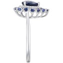 Sapphire (1-1/2 ct) & Diamond (1/10 ct) Teardrop Cluster Ring