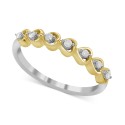 Diamond Heart Band (1/10 ct) in Sterling Silver & 14k Gold-Plate