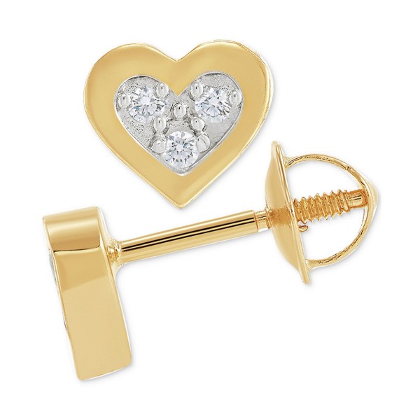 Diamond Accent Heart Stud Earrings in 14k Gold