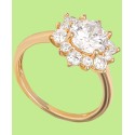 Cubic Zirconia Cluster Flower Ring in Gold-Plated Sterling Silver