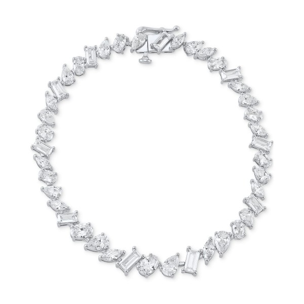 Cubic Zirconia Multi-Cut Tennis Bracelet in Sterling Silver