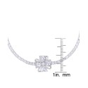 Cubic Zirconia Flower Adjustable Bracelet in Silver Plate