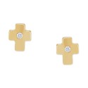 Diamond Accent Cross Earrings in 14k Yellow Gold