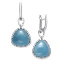 Milky Aquamarine and Cubic Zirconia Accent Earrings in Sterling Silver