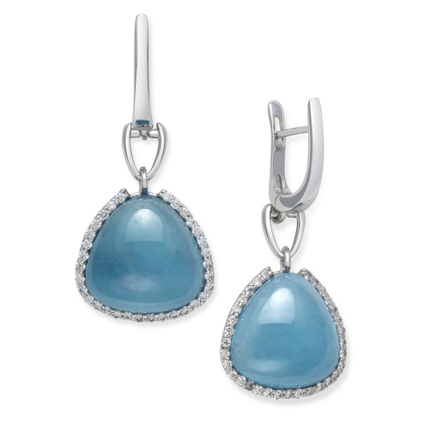 Milky Aquamarine and Cubic Zirconia Accent Earrings in Sterling Silver