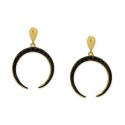 Black Spinel Crescent Drop Earrings (1-1/8 ct)