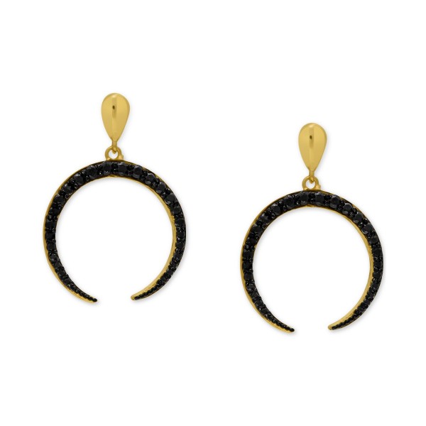 Black Spinel Crescent Drop Earrings (1-1/8 ct)