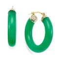 Jade Hoop Earrings in 14k Gold (27-1/2mm)