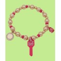 Gold-Tone Pink Key Stretch Bracelet