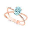 Aquamarine (1-1/16 ct) Crisscross Statement Ring in 14k Rose Gold