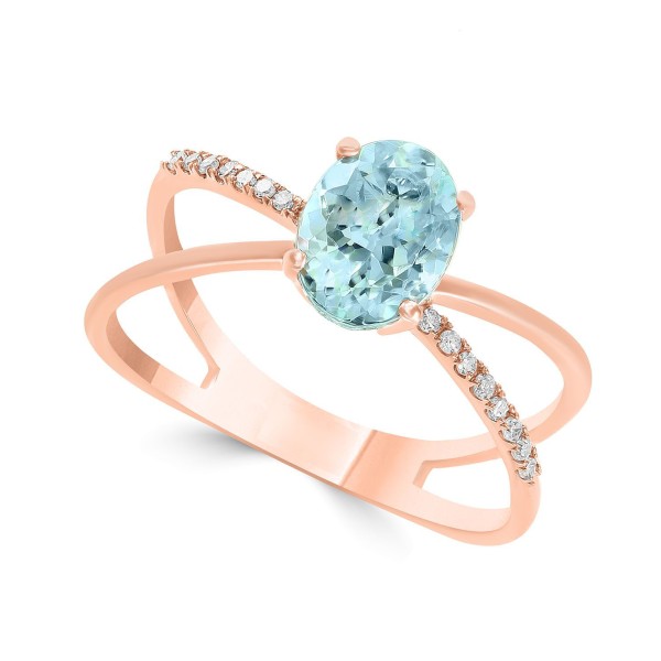 Aquamarine (1-1/16 ct) Crisscross Statement Ring in 14k Rose Gold