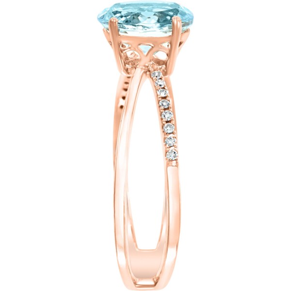 Aquamarine (1-1/16 ct) Crisscross Statement Ring in 14k Rose Gold