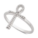 Diamond Cross Ring (1/10 ct) in 14k White Gold