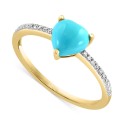 Turquoise & Diamond (1/10 ct) Heart Ring in 14k Gold