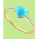 Turquoise & Diamond (1/10 ct) Heart Ring in 14k Gold