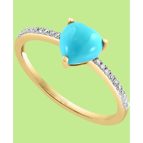 Turquoise & Diamond (1/10 ct) Heart Ring in 14k Gold