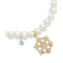 Freshwater Pearl (4mm) & 14k Snowflake Charm Stretch Bracelet