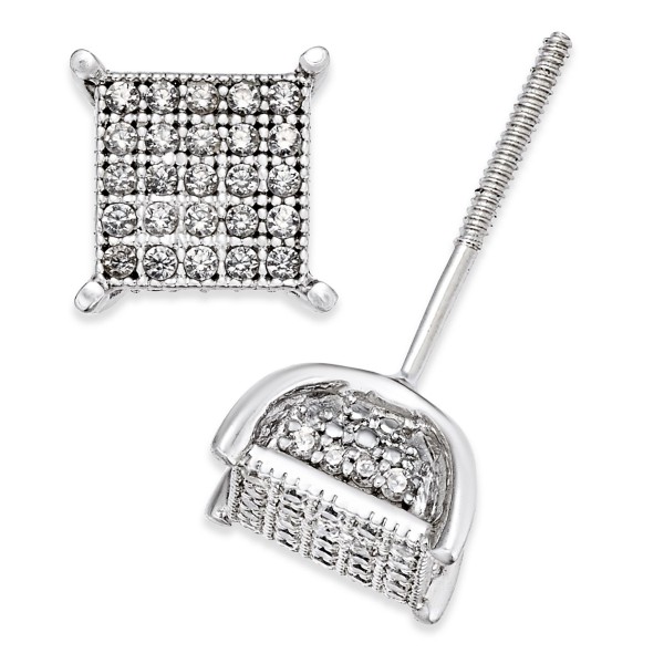 Men's Diamond Square Cluster Stud Earrings (1/4 ct) in Sterling Silver