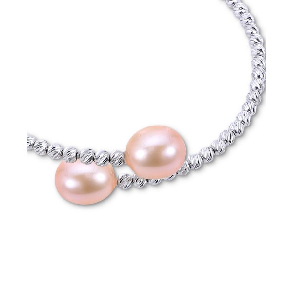 Pink Cultured Freshwater Pearl (9-10mm) Bangle Bracelet