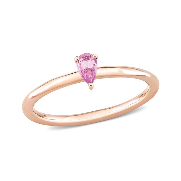 Pink Sapphire (1/4 ct) Pear Stackable Ring in 10K Rose Gold