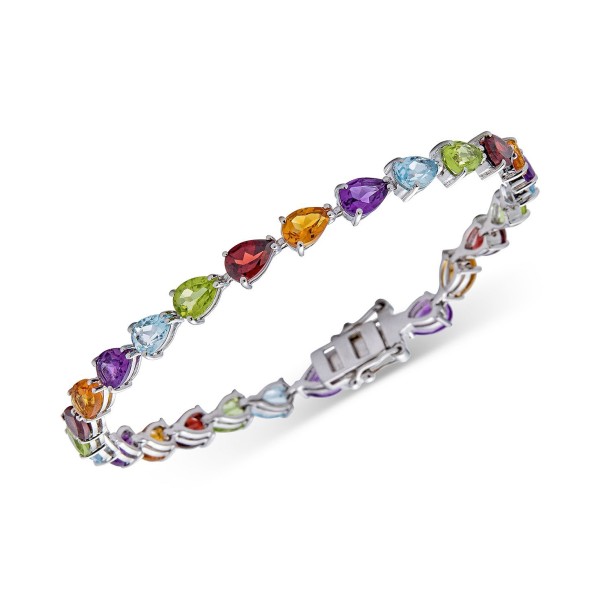 Multi-Gemstone Pear Tennis Bracelet (11-1/4 ct) in Sterling Silver