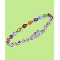 Multi-Gemstone Pear Tennis Bracelet (11-1/4 ct) in Sterling Silver