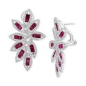 Diamond (1-1/20 ct) Floral Statement Earrings in 14k White Gold