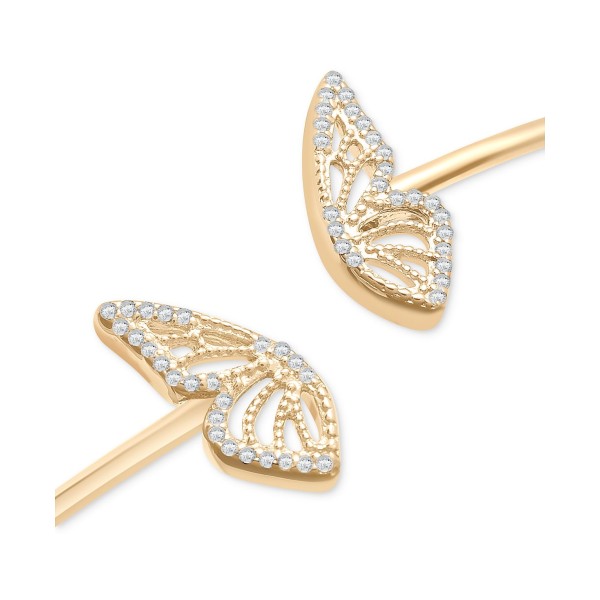 Diamond Butterfly Wing Cuff Bangle Bracelet (1/6 ct) in 14k Gold