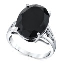 Onyx & Diamond Accent Statement Ring in Sterling Silver