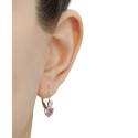 Pink Sapphire (2 ct) & Cubic Zirconia Heart Drop Earrings in 14k Gold