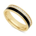 Men's White Sapphire (3/4 ct) & Ceramic Stripe Band in 18k