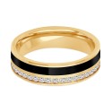 Men's White Sapphire (3/4 ct) & Ceramic Stripe Band in 18k