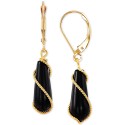 Onyx Wire-Wrap Leverback Drop Earrings in 10k Gold