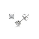 Diamond Princess Cut Stud Earrings (1/4 ct) in 14K White Gold