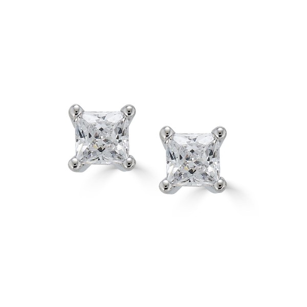 Diamond Princess Cut Stud Earrings (1/4 ct) in 14K White Gold