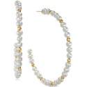 Cultured Freshwater Pearl Hoop Earrings in 14k Gold