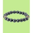 Hematite Bead Stretch Bracelet in Gold-Tone Ion-Plated Stainless Steel