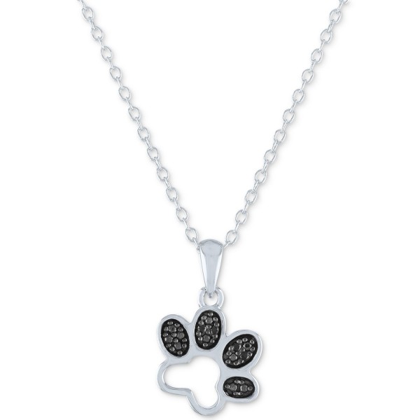 Accent Paw Print Pendant Necklace, 16