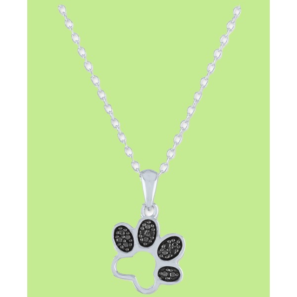 Accent Paw Print Pendant Necklace, 16