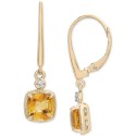 Citrine (3-1/20 ct) & White Sapphire (1/10 ct) Drop Earrings