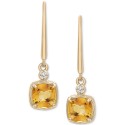 Citrine (3-1/20 ct) & White Sapphire (1/10 ct) Drop Earrings